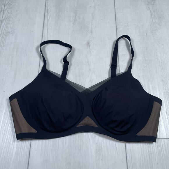 Honeylove Women's 36B/C Mesh Runway Lace Crossover Wireless Bra Padded Black - Picture 1 of 7
